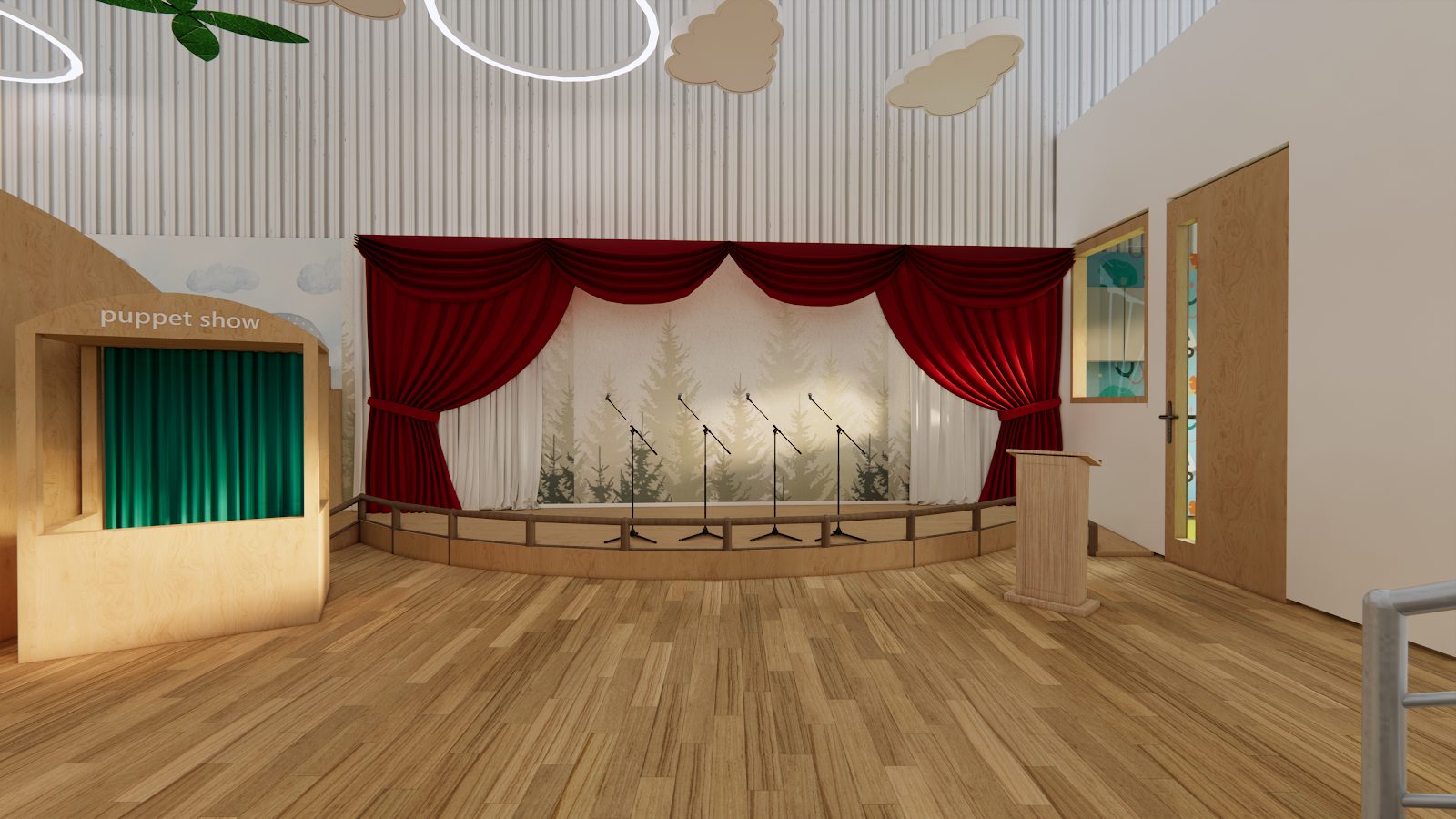 Puppet theatre with velvet proscenium